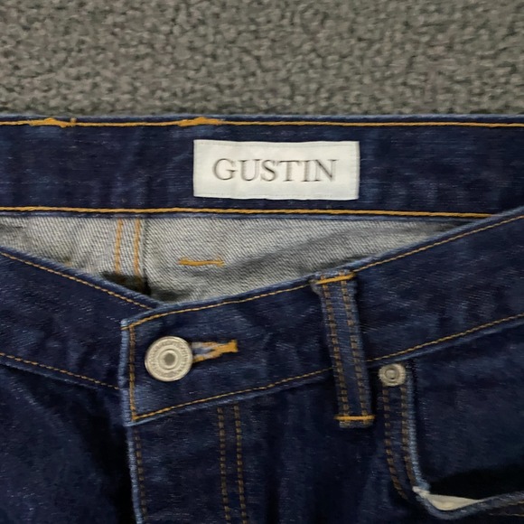 Gustin Selvedge Jeans Mens 38x34 Slim Fit Blue Denim Button Fly Made in USA - Picture 5 of 16